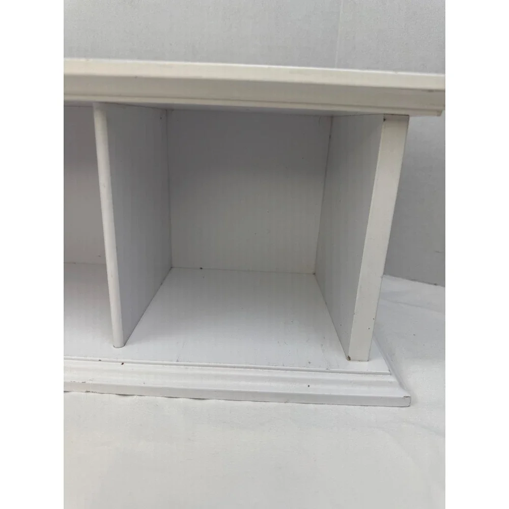 White Wooden 4 Cube Cubby Organizer Wall Mount Storage Rack